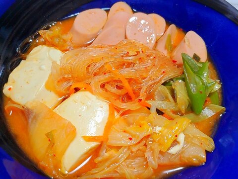 魚肉ソーセージで☆プデチゲ風スープ春雨